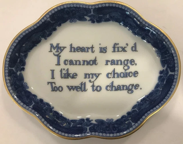 Vintage Mottahedeh Portugal Porcelain Trinket Dish My Heart I Cannot Range Quote
