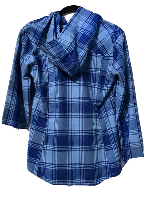 Mountain Hardware Woman Plaid Outdoor Hooded Flannel Long Sleeve Shirt Size 4
