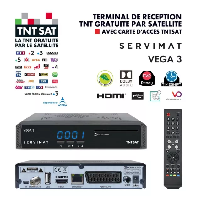 Récepteur Décodeur TV satellite DSR3331F Connect TNT HD, VOD, WIFI