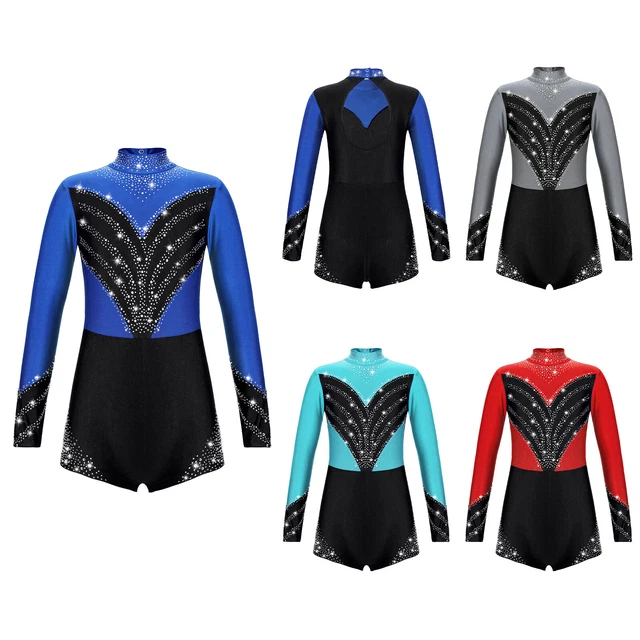 Abbigliamento attivo Unitard balletto lucido ginnastica danza bambine maniche lunghe