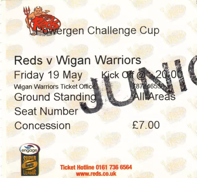 Ticket - Salford City Reds v Wigan Warriors 19.05.2006 Challenge Cup