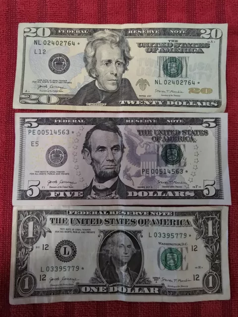 $20/$5/$1 Star Note Lot Of 3