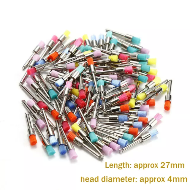 100 Pcs Dental Nylon Prophy Brush Polishing Mixed Color Latch Flat Polisher VIP