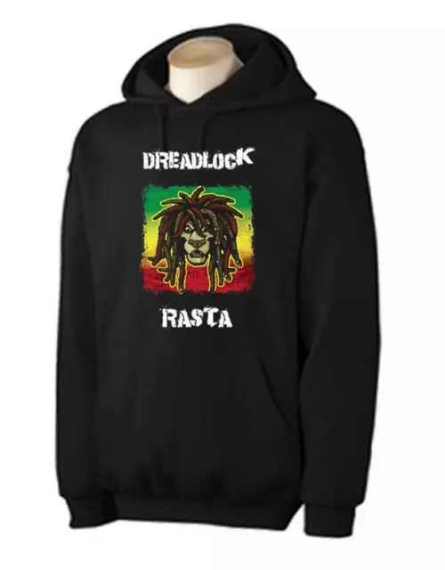 DREADLOCK RASTA HOODIE - Reggae Bob Marley Rastafarian Jamaica T-Shirt - S - XXL