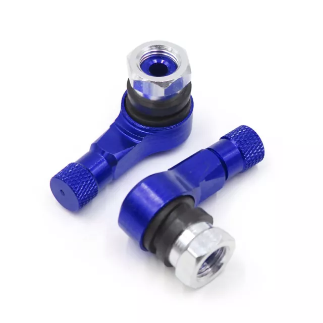 Bleu 2pcs 90 degrés angle fuite Anti-Tige Valve tubeless Cap pour Moto