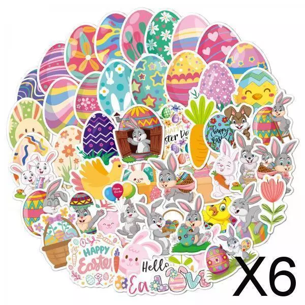 6X Easter Stickers Crafts Easter Egg Decals for Laptop Water Bottles Gifts Tags