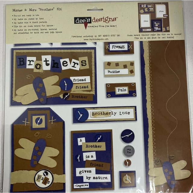 Páginas y etiquetas de álbum de recortes prediseñadas de Brothers Friends 12 x 12 nuevas