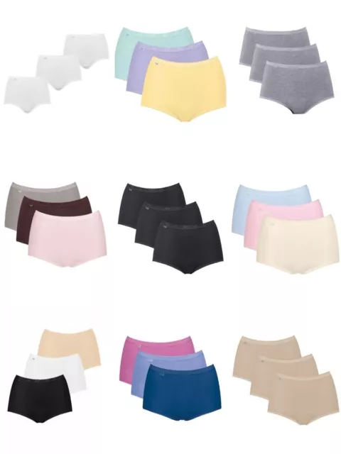 Sloggi Maxi Briefs Knickers Basic+ Brief 3 Pack 95% Cotton High Rise Lingerie