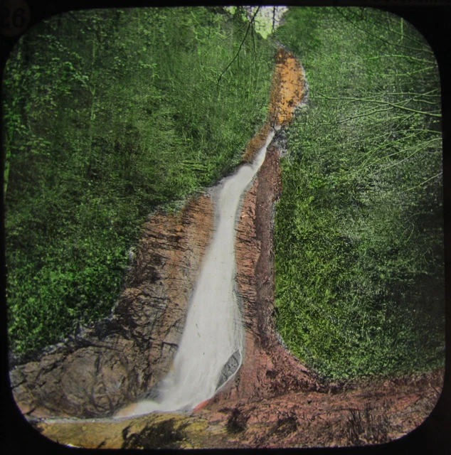 VIKTORIANISCHES Glas magische Laterne Rutsche LYDFORD WASSERFALL C1890 FOTO ENGLAND DEVON
