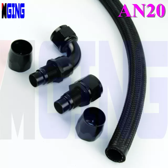 AN20 20AN Fuel Oil Line Hose End Fitting Line Adapter 3feet Straight + 90 Degree