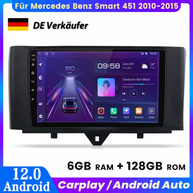 6+128G Für Smart Fortwo Cabrio/Coupe 451 Android12 Autoradio GPS NAVI Carplay BT