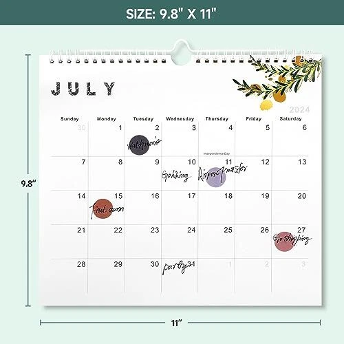 2024 CALENDAR from Now to December 2024, 20232024 18month wall gold