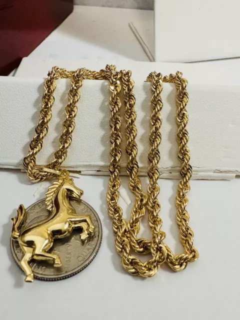 18CT 18KARAT Real Gold 18” long Rope Horse Necklace 4mm 7.5g $910.00 ...