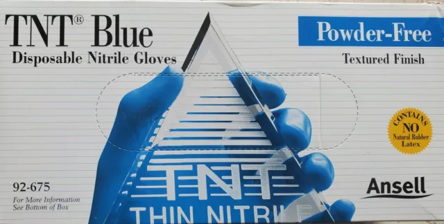 TNT Blue Nitrile Powder-Free Gloves Disposable 5 Mil large 100 Pcs