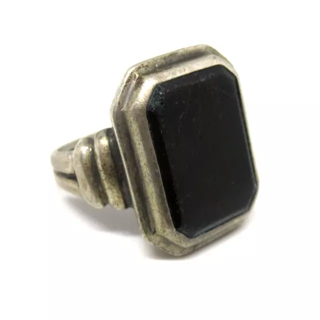 ART DECO Ring aus 835er Silber Onyx Silver Vintage Black Gemstone 1920s RG61