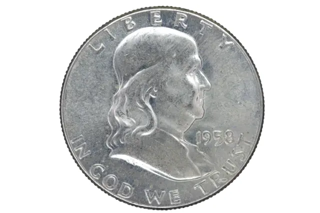 1958 P 90% Silver Ben Franklin Half Dollar - BU - Brilliant Uncirculated
