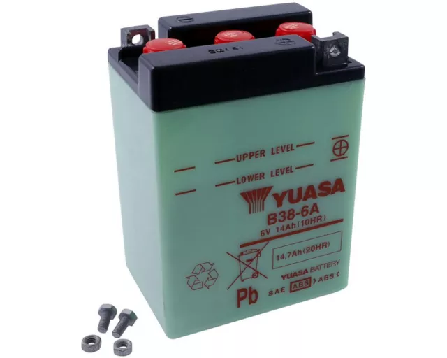 Batterie 6V 14Ah YUASA B38-6A sans acide de batterie