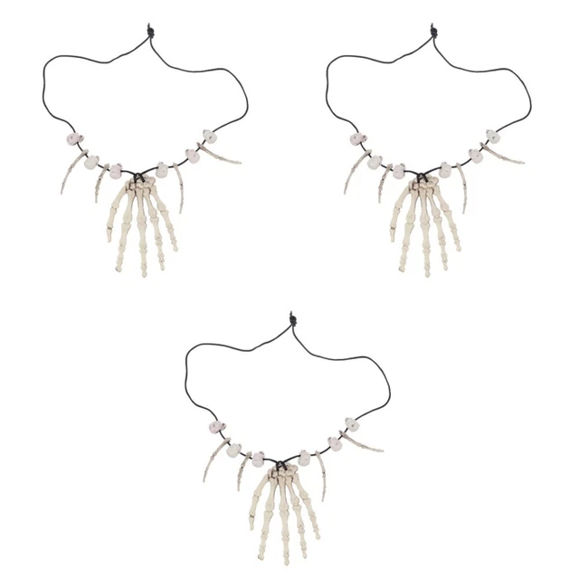 3 PCS Halloween-Schädel-Anhänger Halskette Für Frauen Zubehör Skelett Fräulein