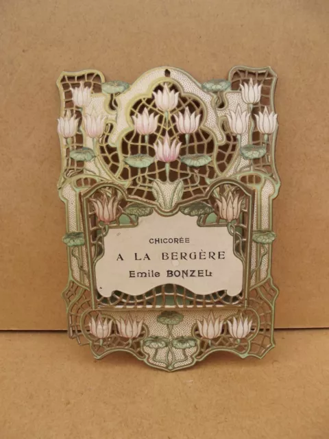 ancien carton publicitaire chicorée à la bergère Émile bonzel Art Nouveau 1900