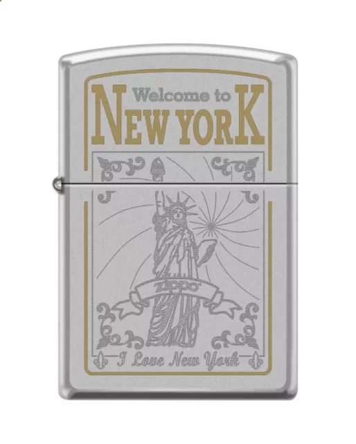 Zippo 0897, New York &  Statue of Liberty, Satin Chrome Finish Lighter