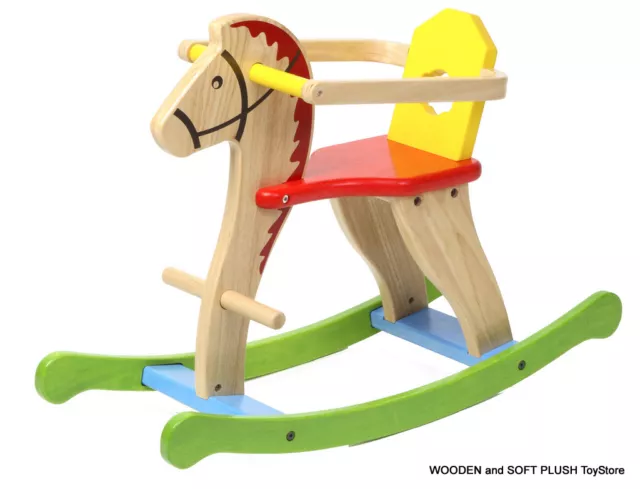 VOILA TOY sturdy wooden Rocking Horse Childs / Kids Wooden Activity Toy *NEW