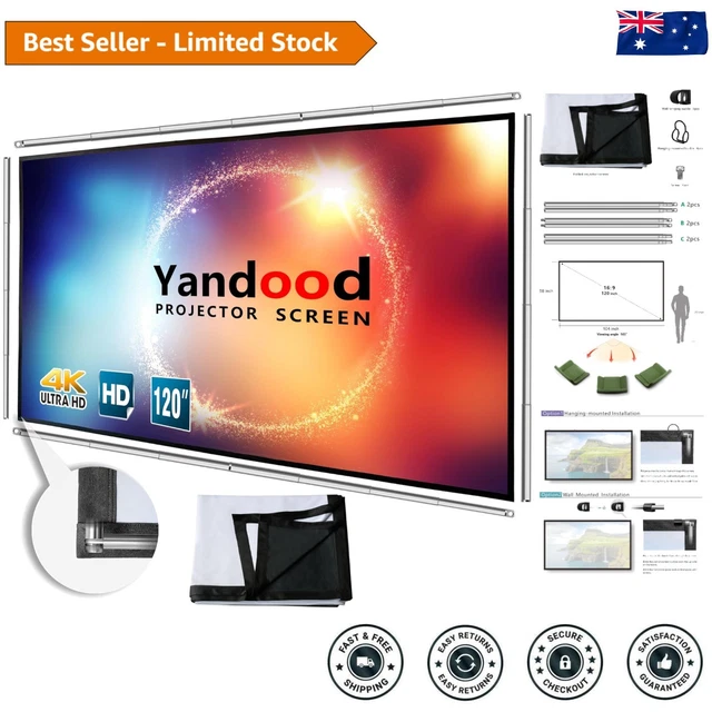FOLDABLE 120-INCH PROJECTOR Screen - High-Density Polyester & 160 ...