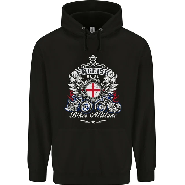 English Soul Biker Attitude Bike Motorcycle Childrens Kids Hoodie