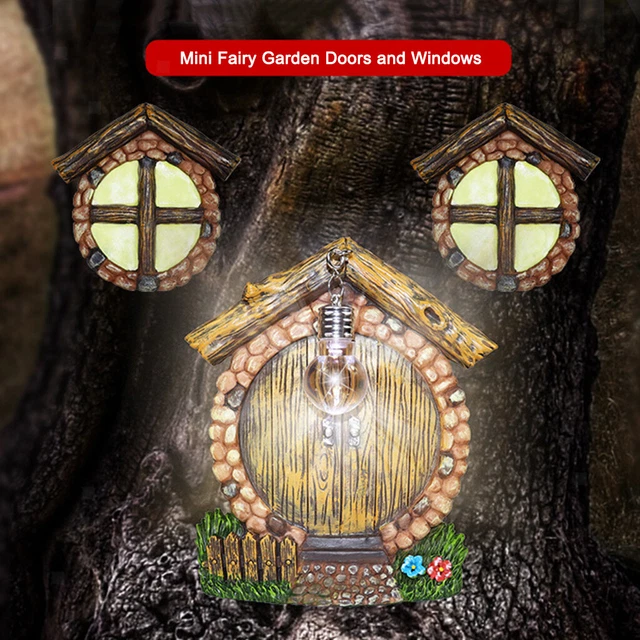 Fee Fenster Tür Baum Hugger Rasen Kunst Outdoor Harz Garten Baum Skulptur