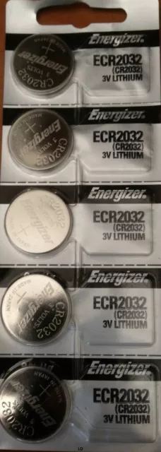5 FRESH Genuine Energizer CR2032 ECR2032 3V Coin Button Batteries