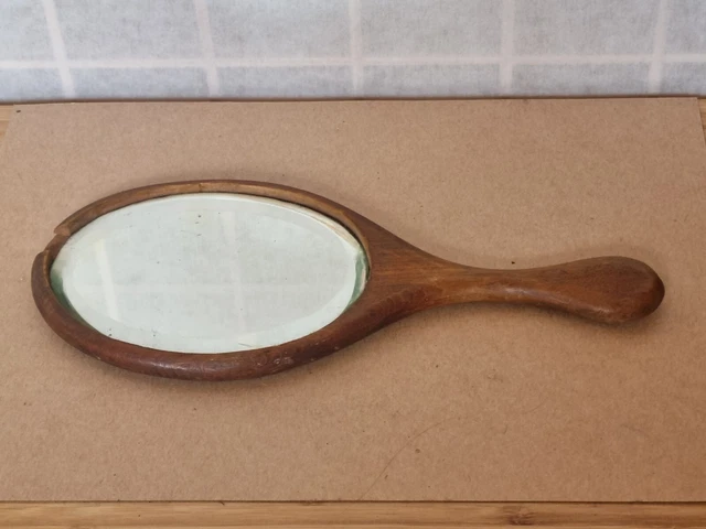 Vintage Wooden Hand Mirror