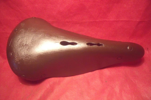 Selle De Vélo De Course Vintage En Cuir Marron + Tige De Selle (occasion)