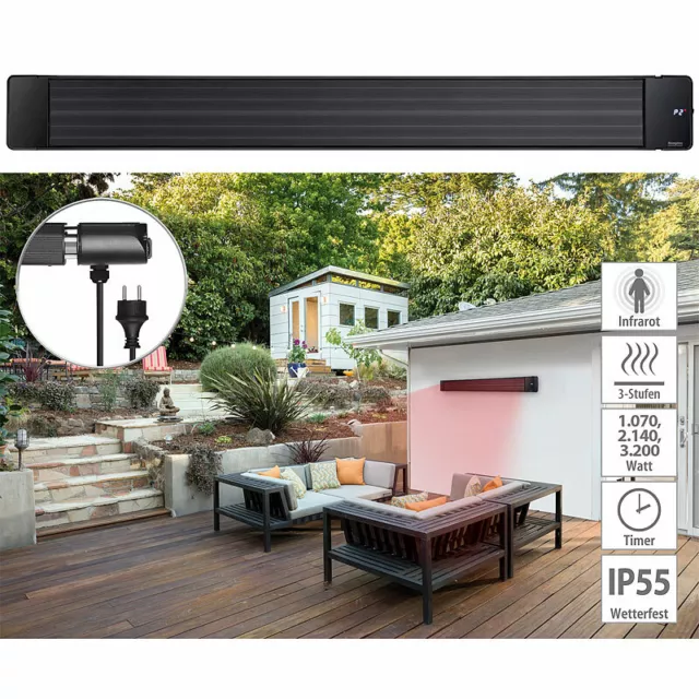 Semptec Infrarot-Dunkelheizstrahler mit Timer und Fernbedienung, IP55, 3.200 W 5