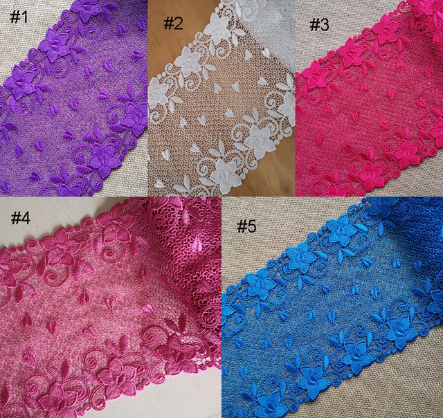 4.5 y 6" Wide Rayon Venise Floral Lace Violet,Turquoise,Red,White.Hot Pink zhs24