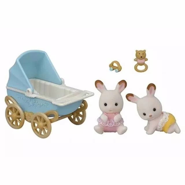 Sylvanian Families 5432 Schokoladenhasen Zwillinge Kinderwagen Geschenk B-WARE