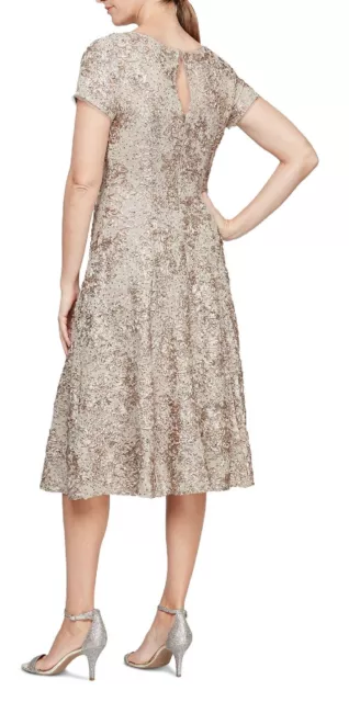 SL Fashions Women's Glitter Midi Cocktail And Party Dress Brown Size 6 2