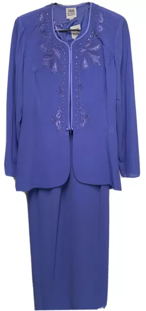 R &M Richard’s Women’s Formal Dress Sleeveless With Sequin Jacket Lavender 14