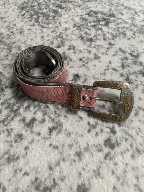 FREE SHIPPING German Silver Metal Mesh  Ladies’ Western Belt Pink 27” - 33”