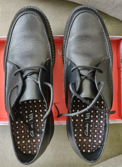CLARKS V&A MENS Rockn Low 50's Teddy Boy Style Black Leather Shoes