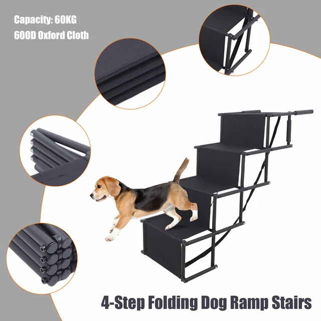 UPGRADED FOLDING PET Dog Stairs Ladders 4 Steps Car Boot Access Steps