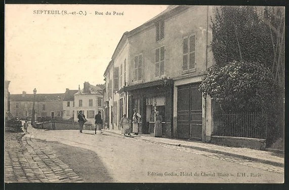 RARE CPA CARTE postale Septeuil / Rue de la Croix Prunay