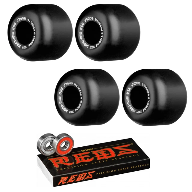 POWELL PERALTA SKATEBOARD Wheels MiniCubic Black 64mm With Bones Reds