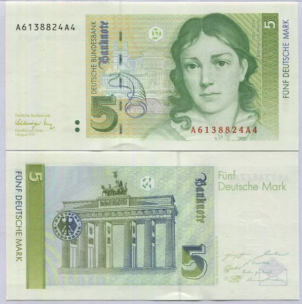 Germany 5 Deutsche Mark 1991 P 37 UNC
