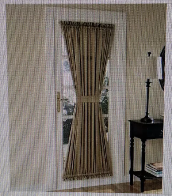 Sun Zero Bella 72-Inch Room Darkening Rod Pocket Door Panel in Taupe - Tan/Khaki