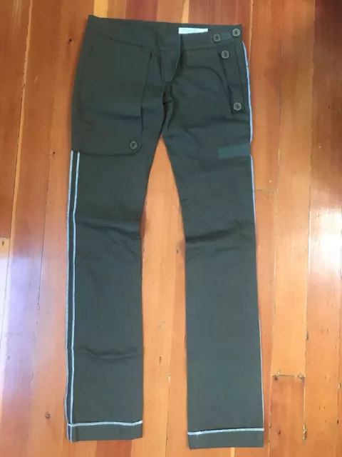 Auth. christian dior paris khaki green cotton pants XS 2 US 38 ITALY