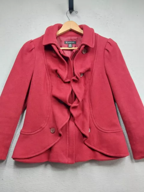 INC International Concepts Coat Womens Sz Large Red Lined Full Zip Cotton Jacket