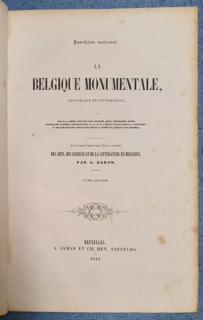 1844 La Belgique Monumentale Historique Et Pittoresque Libro antiguo ilustrado