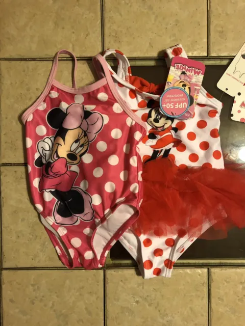 NWT Minnie Mouse Swimsuits 12MO/Lot of 2