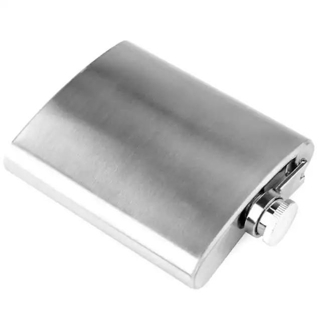 Flachmann edelstahl 7 oZ 200 ml Taschenflasche stainless hip flask 11 x 9 cm #2 3