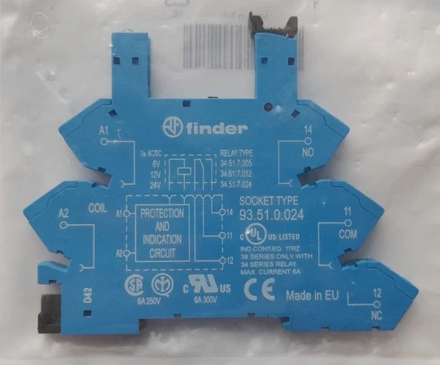 Support Relais Finder 94.04 - Embase 14 Broches - Pour Relais Industriels - Neuf Avec Défauts Mineurs