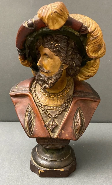 Paire de bustes en plâtre polychrome Fausto et Margherita Acanuti XXe H6198 2